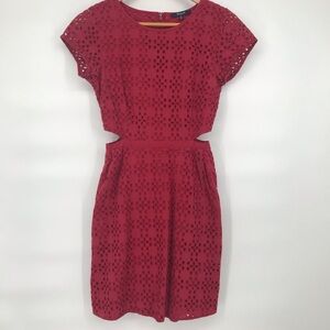Madewell Dusty Red Eyelet Cut Out Dress